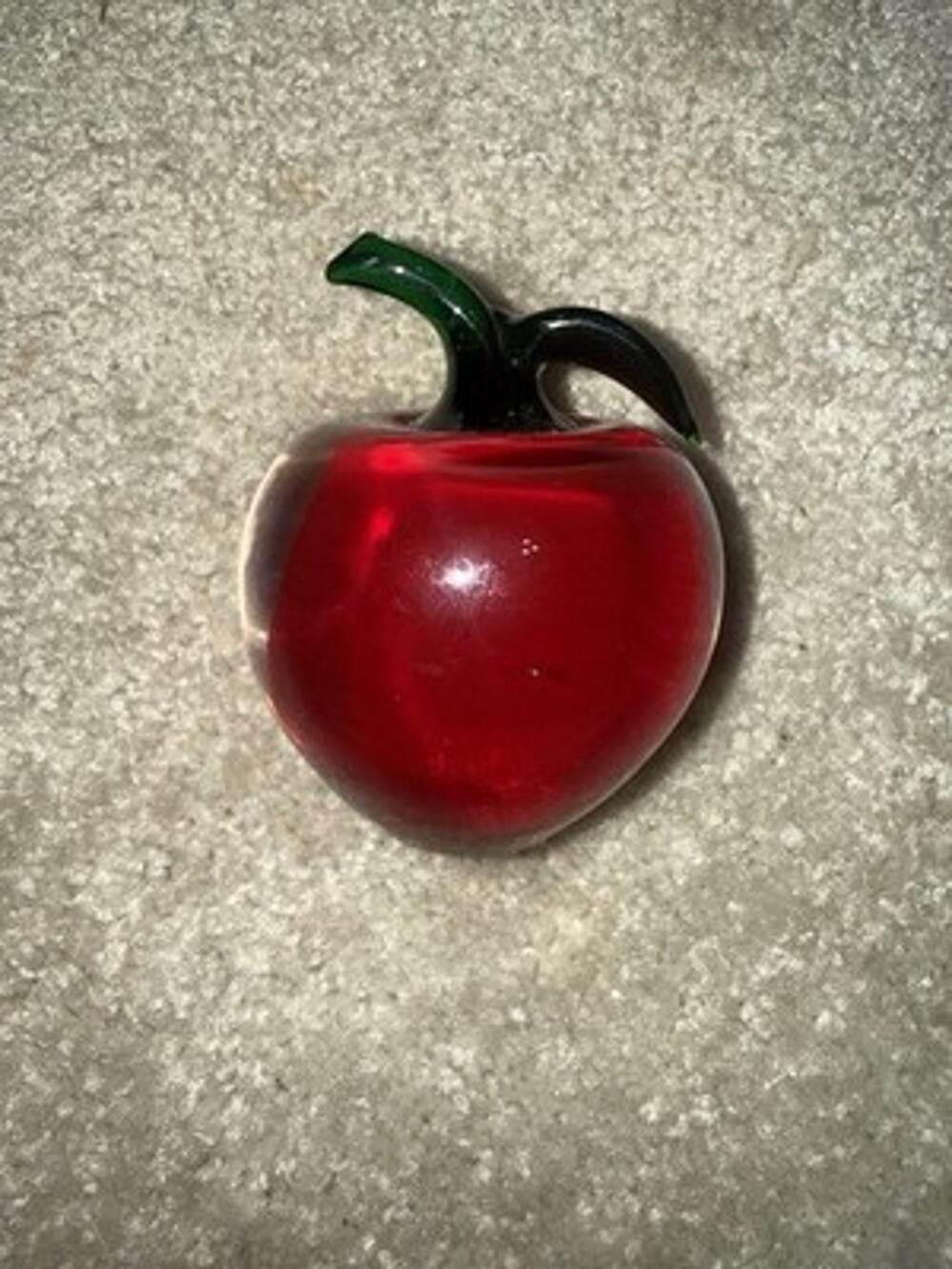 Vintage Hand Blown Art Glass Red Apple Paperweight teacher gift decor